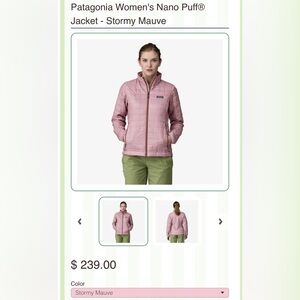 NWT Patagonia Women's Nano Puff Jacket - Stormy Mauve - Retails $239